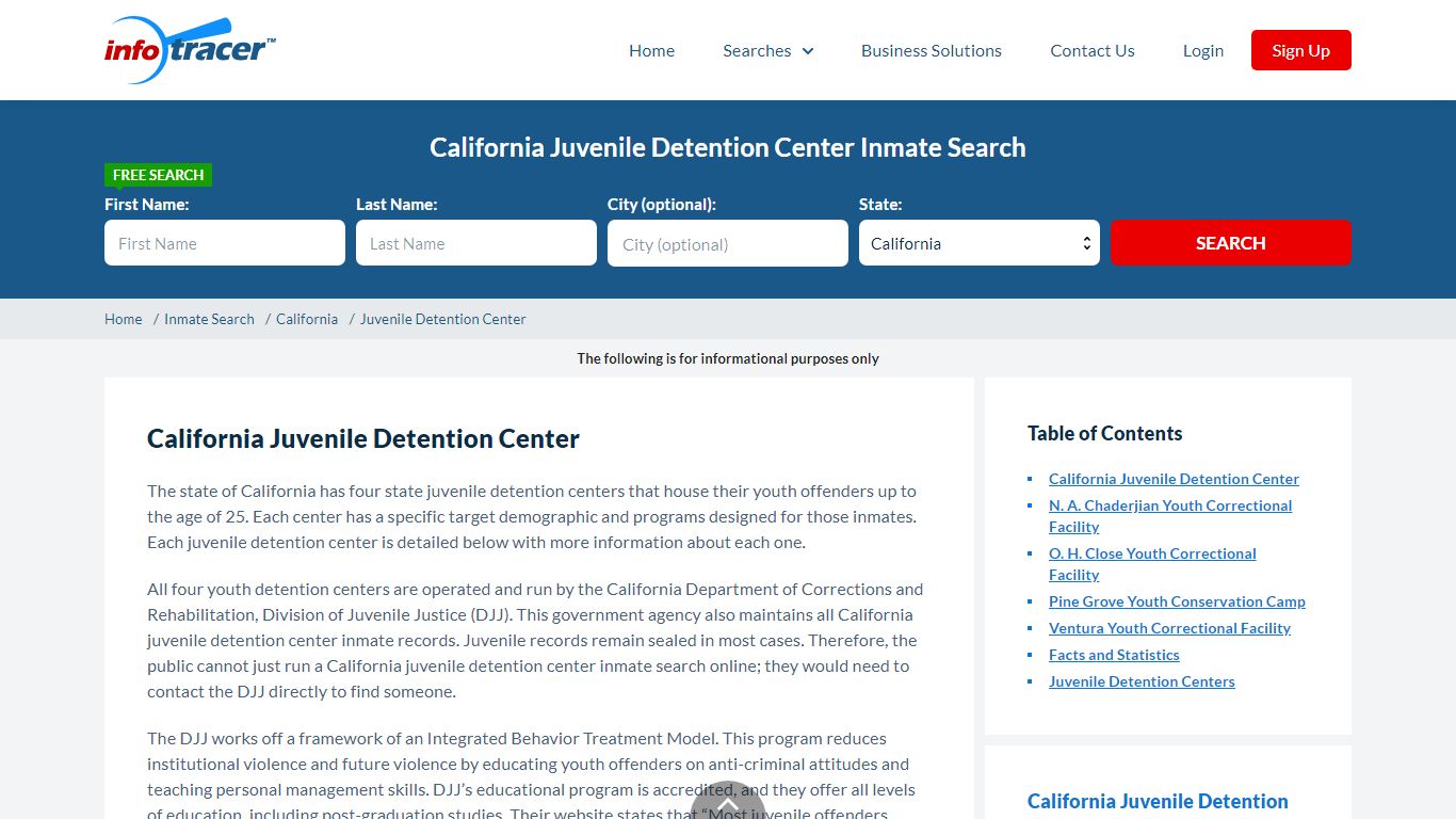 California Juvenile Detention Center Inmate Search